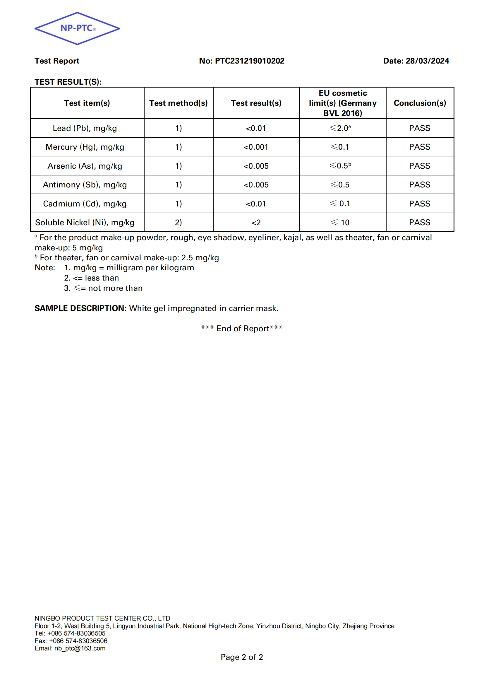 Heavy Metal Test Report